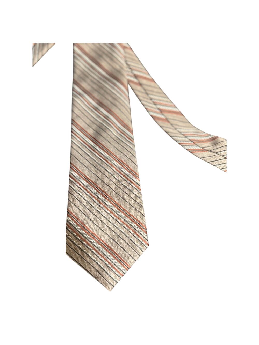 Vintage Adolfo Men's Red & Gray Striped Necktie